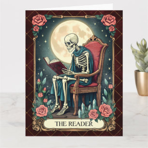 Die Leserin, Vintage Style Tarot Karte Skelett 