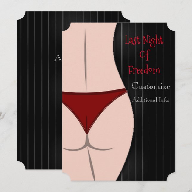 Die letzte Nacht der Freiheit Bachelor-Partei Einladung (Vorne/Hinten)