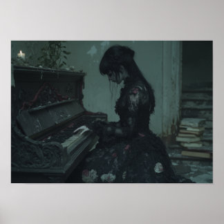 Die letzte Nacht | Gothic Girl am Ruined Piano Poster