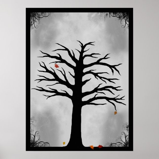 Die letzten Blätter des Herbstes - Spooky Tree Pos Poster (Vorne)