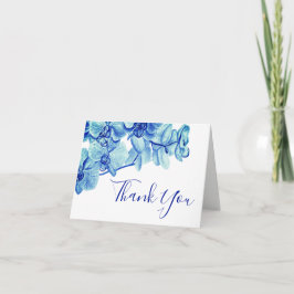 Die leuchtenden blauen Blumen Orchideen danken Dankeskarte