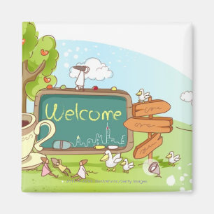 Die Leute, die durch Informationen sich Magnet