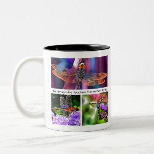 Die Libelle Touch das Wasser leicht in Idiom Zweifarbige Tasse
