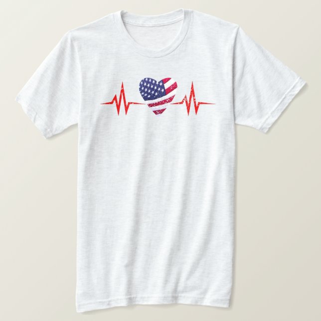 Die Liebe Amerikas in jedem Herzschlag. T-Shirt (Design vorne)