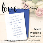 Die Liebe befindet sich in der handgeschriebenen D Einladung<br><div class="desc">Diese Liebe Lasse ihre styled micro Wedding Einladung hat eine kleine Menge an Details! Die bloßen Knochen, Namen, Datum, Uhrzeit, Ort und Ort. Sie können Details auf der Rückseite hinzufügen, indem Sie die Designwerkzeuge und "Hinzufügen von Text", können Sie auch die Farbe des Hintergrunds, den Schriftart, Tinte Farbe und mehr....</div>