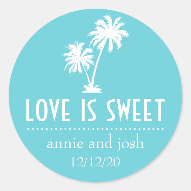 Die Liebe der tropischen Palmen ist ein süßes Labe Runder Aufkleber (Vorderseite)