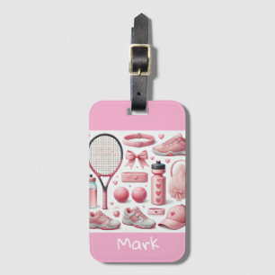 Die Liebe des Tennis in Rosa für die Frau Gepäckanhänger
