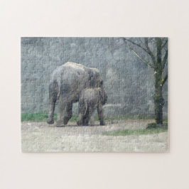 Die Liebe-Elefant und Baby der Mutter Puzzle