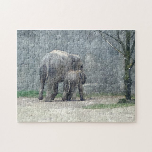 Die Liebe-Elefant und Baby der Mutter Puzzle (Horizontal)