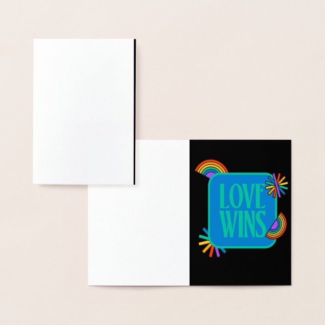 Die Liebe gewinnt. Gay Regenbogen lgbtq Folienkarte (Anzeige)