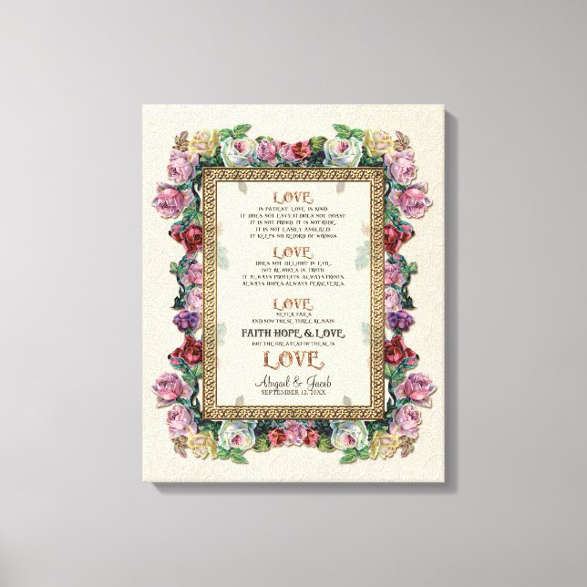 Die Liebe "Gold Brocade Floral" ist Personalisiert Leinwanddruck (Vorderseite)
