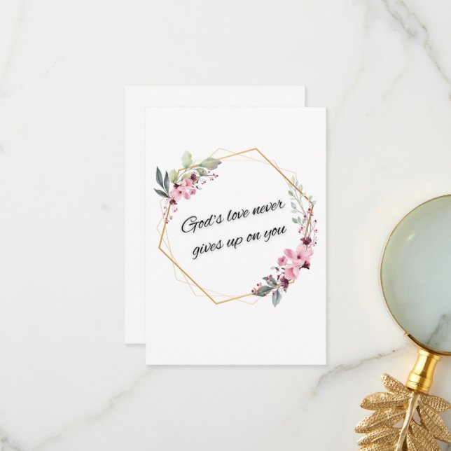 Die Liebe Gottes gibt nie Gaben Dankeskarte (Vorderseite/Rückseite Beispiel)