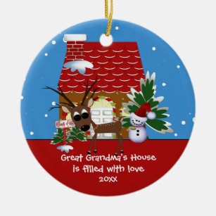 Die Liebe-Haus-Weihnachtsverzierung der großen Keramik Ornament