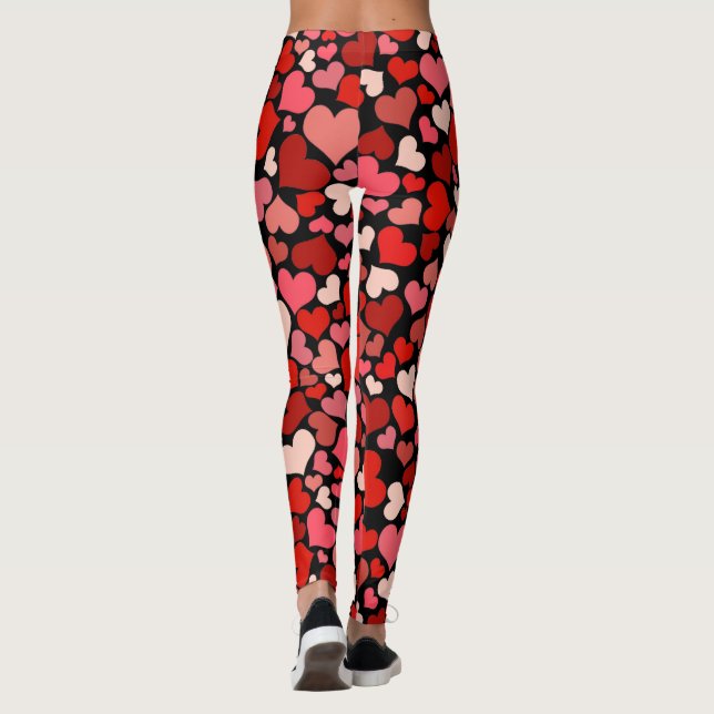 Die Liebe-Herzenrote rosa Valentines des Amors auf Leggings (Rückseite)