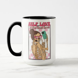 Die Liebe ist die beste Selfie Skeleton Retro Vale Tasse