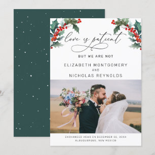 Die Liebe ist geduldig, wir nicht   Hochzeitsanzei Einladung