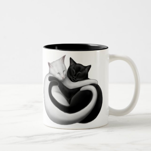Die Liebe-Katzen-Tasse Zweifarbige Tasse (Rechts)