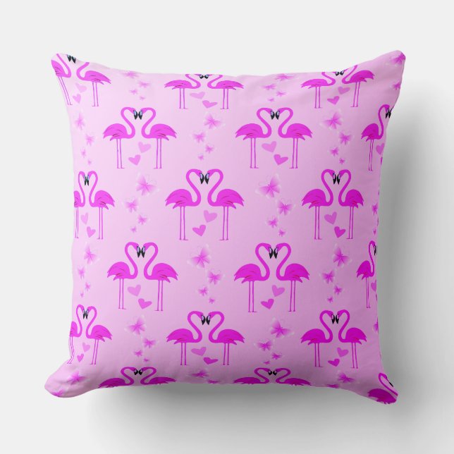 Die Liebe rosa Flamingos mit Herz Kissen (Vorderseite)