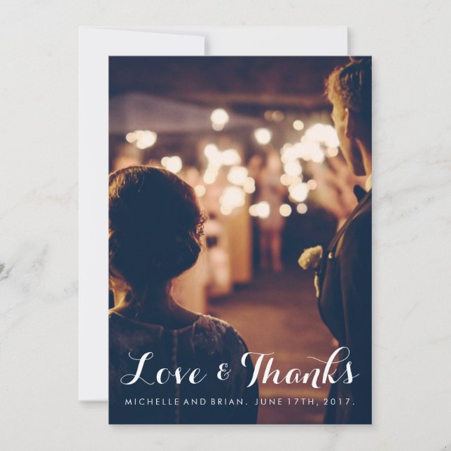Die Liebe und Dank, die Foto Wedding sind, dankt Dankeskarte (Vorderseite)