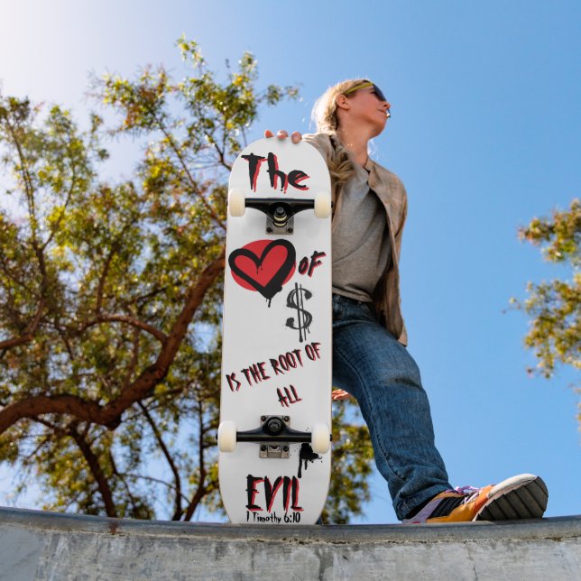 Die Liebe von Geld böse Red Graffiti Christlich Skateboard (Außenbereich 1)