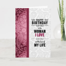 Die Liebe "Woman You Birthday" in Rosa und Weiß Karte