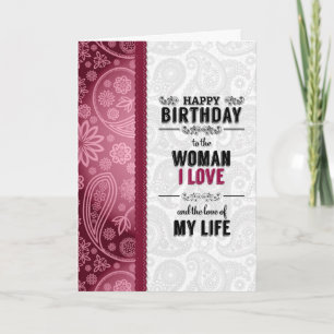 Die Liebe "Woman You Birthday" in Rosa und Weiß Karte