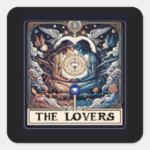 DIE LIEBENDE Tarot Himmelsmann und Frauseelenverwa Quadratischer Aufkleber