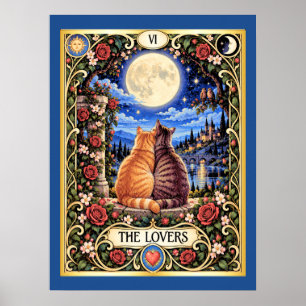 Die Liebenden Katzen Tarot - Harmonie und Verbindu Poster