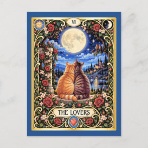 Die Liebenden Katzen Tarot - Harmonie und Verbindu Postkarte