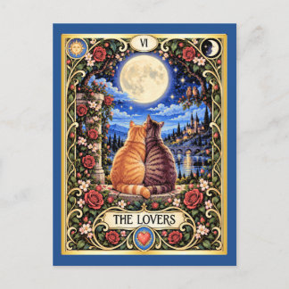 Die Liebenden Katzen Tarot - Harmonie und Verbindu Postkarte