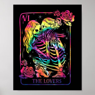 Die Liebenden Tarotkarte Goth Tie Dye küssende Les Poster