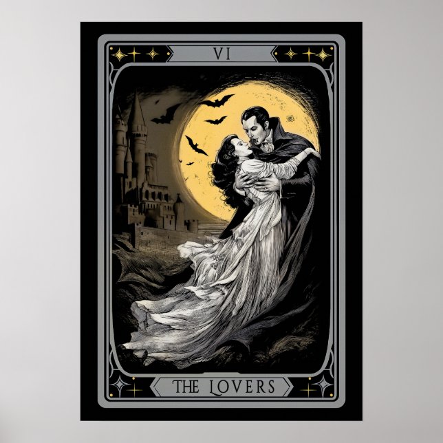 Die Liebenden Tarotkarte – Gothic Vampire Dracula  Poster (Vorne)
