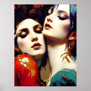 Die Liebenden umarmen Poster