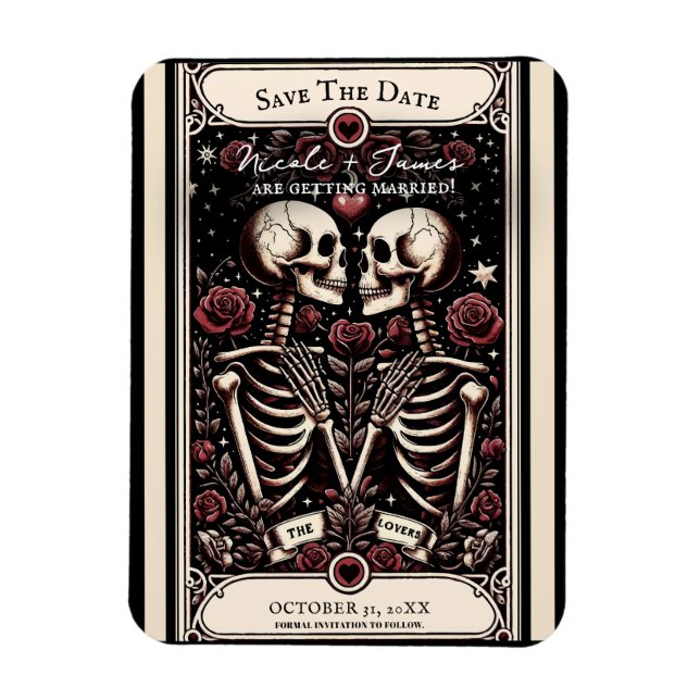 DIE LIEBER Tarot Skeletton-Liebe Save the Date Magnet (Vertikal)