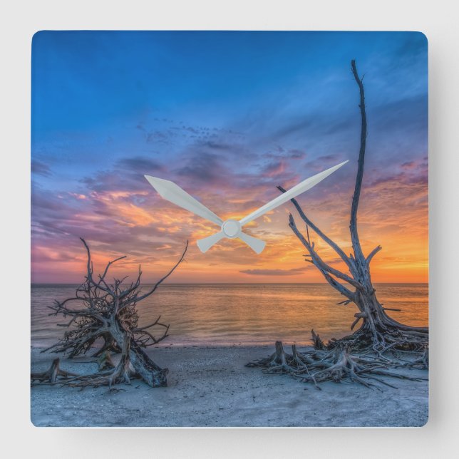 Die Liebhaber-Bäume Quadratische Wanduhr (Vorderseite)