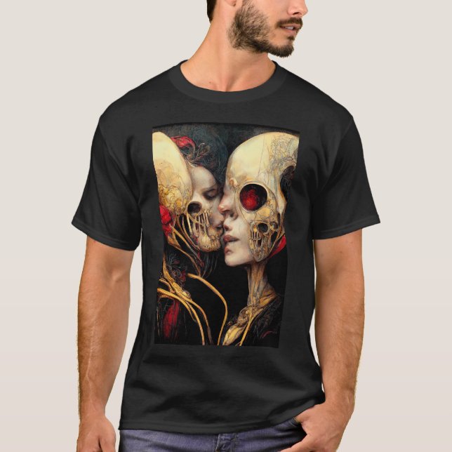 die Liebhaber, Skulpturen küssen T-Shirt (Vorderseite)