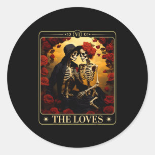 Die Liebhaber Tarotkarte Skelett Valentinstag Hall Runder Aufkleber