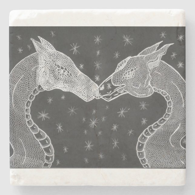 Die Liebhaber (zwei Drachen) Coster Steinuntersetzer (Vorderseite)