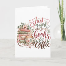 Die Liebhaberin von Büchern und Kaffee Grußkarte