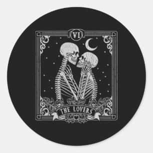 Die Lieblings-Tarot-Karte Skeleton Valentines Hall Runder Aufkleber