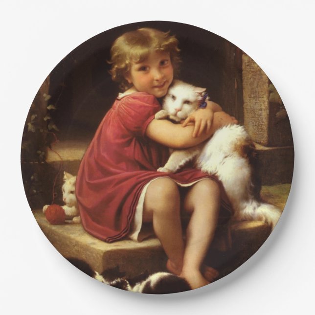 Die Lieblingskatze des jungen Mädchens (Perrault) Pappteller (Vorderseite)