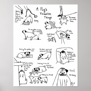Die Lieblingssachen eines Mops Poster