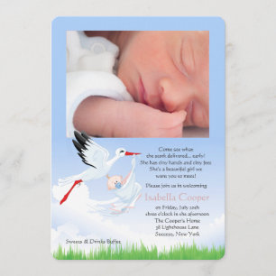 Die Lieferungs-Foto-Posten-Baby-Duschen-Mädchen Einladung