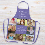 Die Lila Oma-Collage der Welt Schürze<br><div class="desc">Ein schönes Geschenk für die weltbeste Oma. Personalisieren Sie dieses Foto Collage lila Schürze mit acht Bildern von ihren Enkelkindern,  Kindern,  anderen Familienmitgliedern,  Haustieren,  etc. Passen Sie "Weltbeste Oma" an und ob sie "Oma",  "Nana",  "Abuela" usw. genannt wird,  und fügen Sie die Namen ihrer Enkel als Unterschrift hinzu.</div>