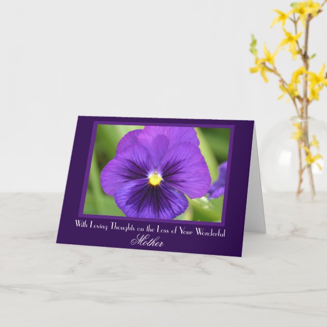 Die Lila Pansy Sympathy Card der Mutter Karte (Gelbe Blume)