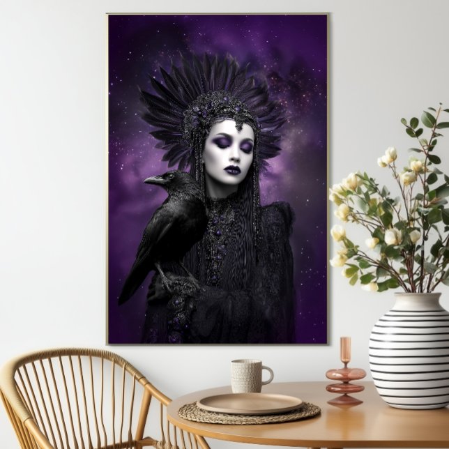 Die Lila schwarze Raven-Goddess-Kunst der Morrigad Poster (Von Creator hochgeladen)