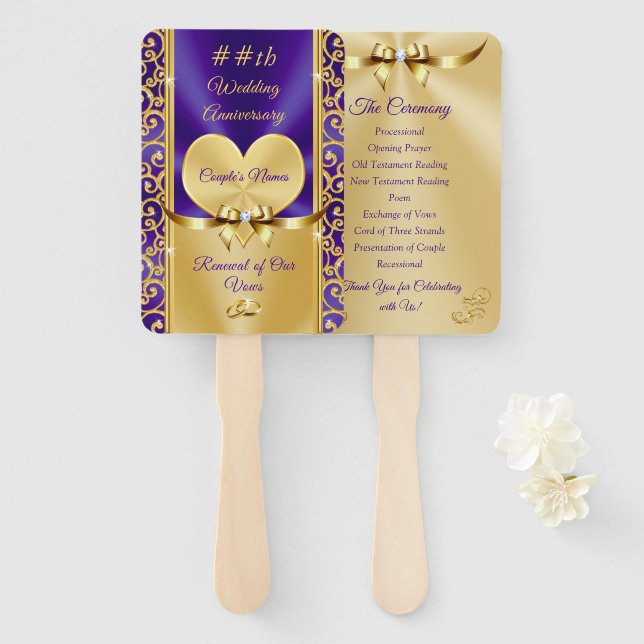 Die Lila und Gold-Jubiläumsfans Fächer (Vorne und Hinten)