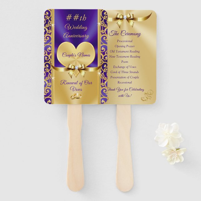 Die Lila und Gold-Jubiläumsfans Fächer (Vorne und Hinten)