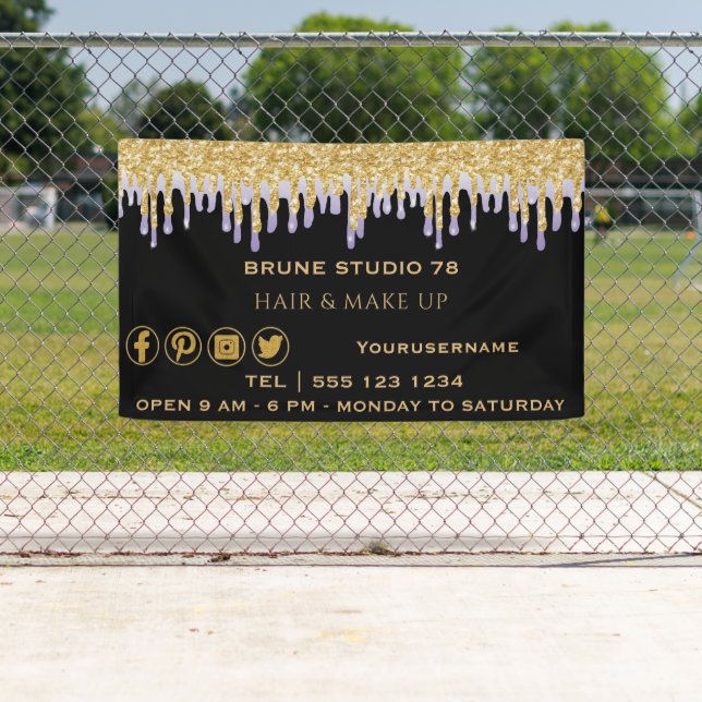 Die Lila und sozialen Mediensymbole der Gold-Techn Banner (Insitu)