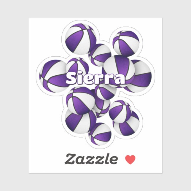 Die lila weißen Mannschaftsfarben der Basketballbä Aufkleber (Blatt)